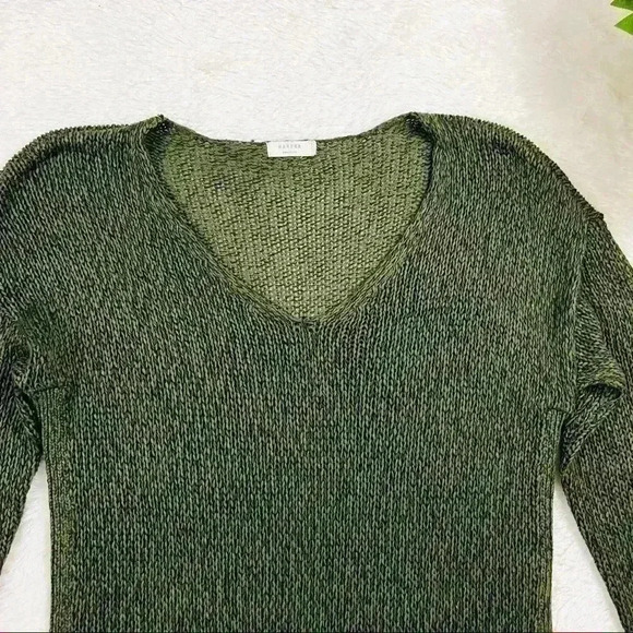 Harper Heritage Olive Green V-Neck Elbow Patch Oversized Sweater - Picture 7 of 16